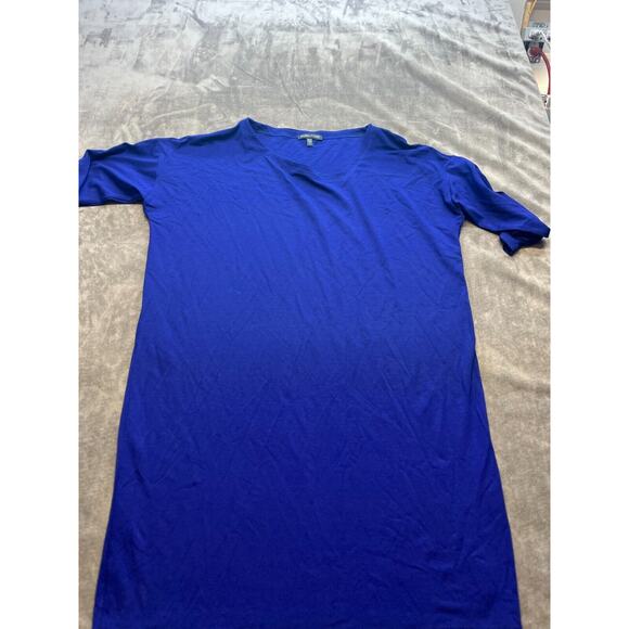 Eileen Fisher Stretch Jersey V Neck Long Sleeve Dress Steel Blue medium - Picture 1 of 5